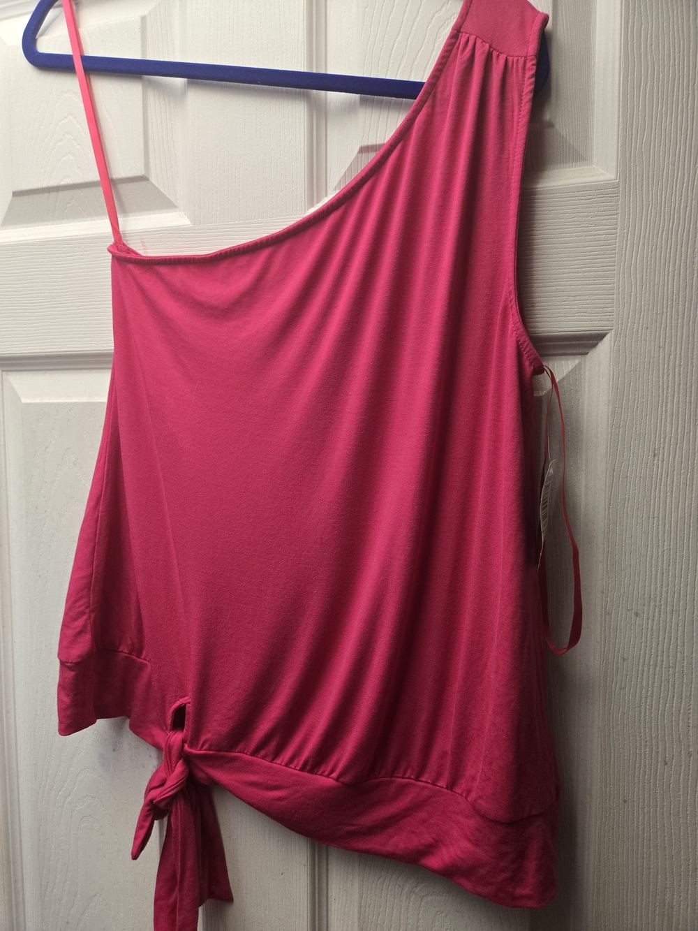 NWT Torrid So Soft Hot Pink One Shoulder Top With Tie Bottom